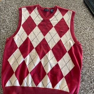 Izod Red and Cream Argyle Sweater Vest